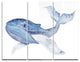 "Large Watercolor Whale" Metal Wall Art, 3 Panels, 36"x28"