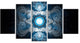 Cabalistic Clear Blue Texture, Contemporary Canvas Art Print, 60"x32", 5 Panels