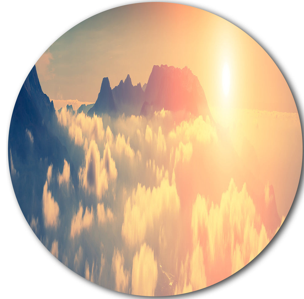Sky Above Floating Clouds, Landscape Disc Metal Wall Art, 36"
