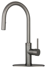 Akicon™ Copper Pull Out Kitchen Faucet With Deck Plate, Single Level Solid Brass, Gun Black