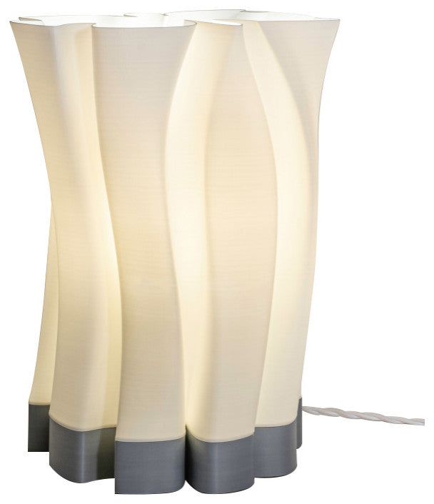 Flame 13.5" Bohemian Plant-Based PLA Dimmable LED Table Lamp, White/Gray