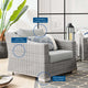 Lounge Sectional Sofa Chair Table Set, Rattan, Wicker, Gray, Outdoor