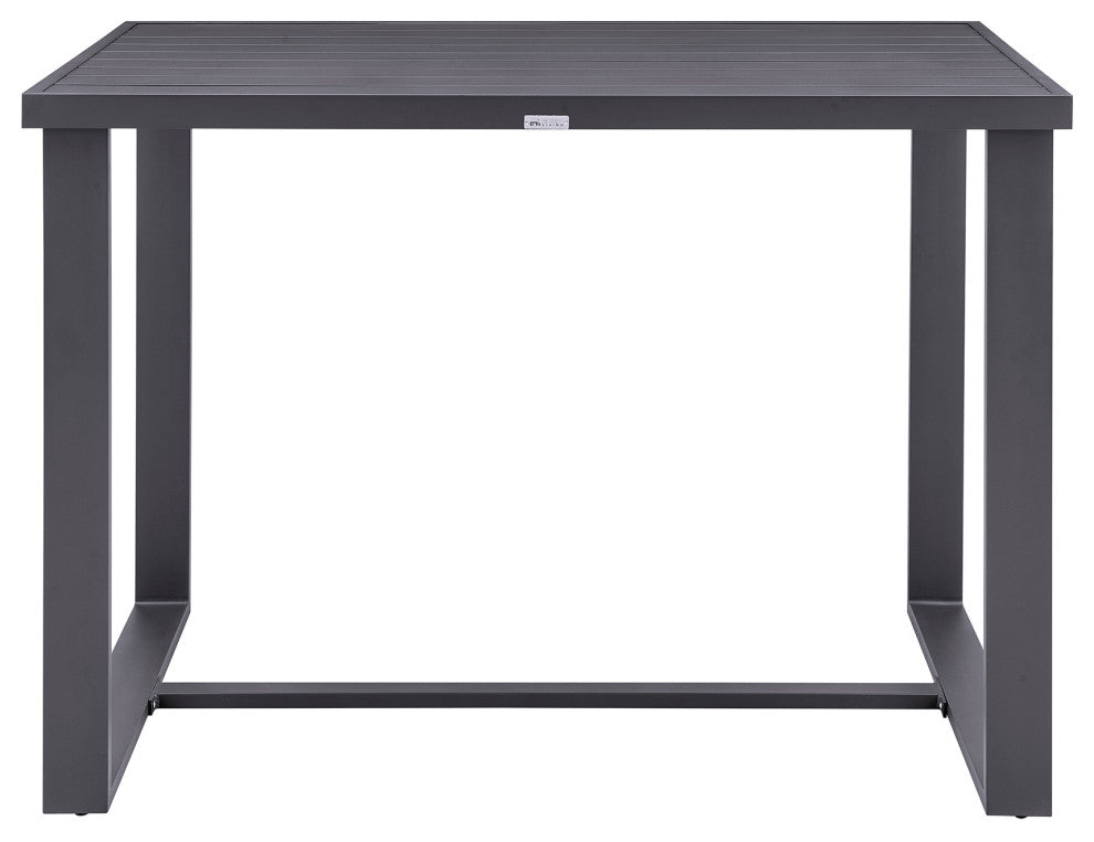 Argiope Outdoor Patio 5-Piece Bar Table Set, Aluminum With Gray Cushions