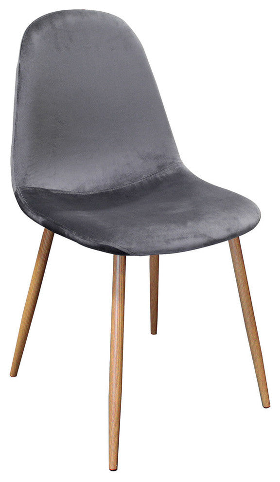 Midcentury Modern Velvet Upholstered Side Chairs, Set of 4, Gray
