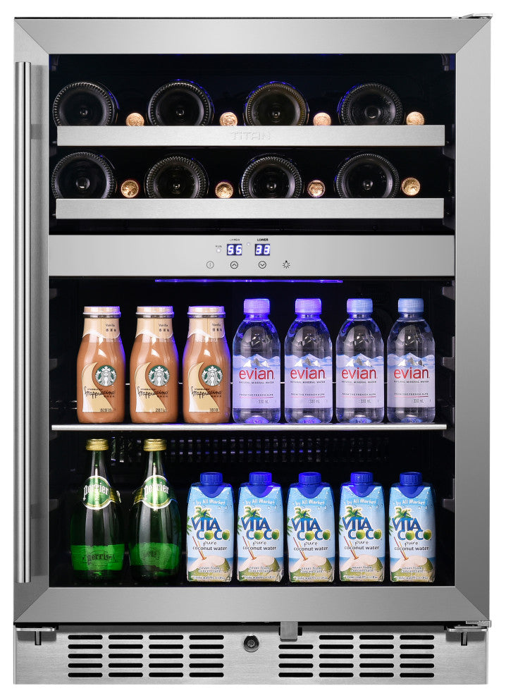Titan Signature 24" 16 Bottle 70 Can SS Door Dual Zone Wine and Beverage Cooler