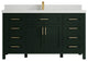 Cambridge 60 Single Bathroom Vanity in Dark Forest Green 2" Carrara Quartz