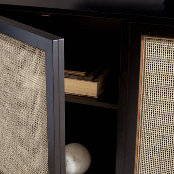 Safavieh Zadie 2 Shelf Rattan Sideboard, Black/Natural