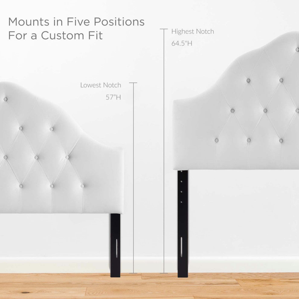 White Sovereign Full Diamond Tufted Performance Velvet Headboard