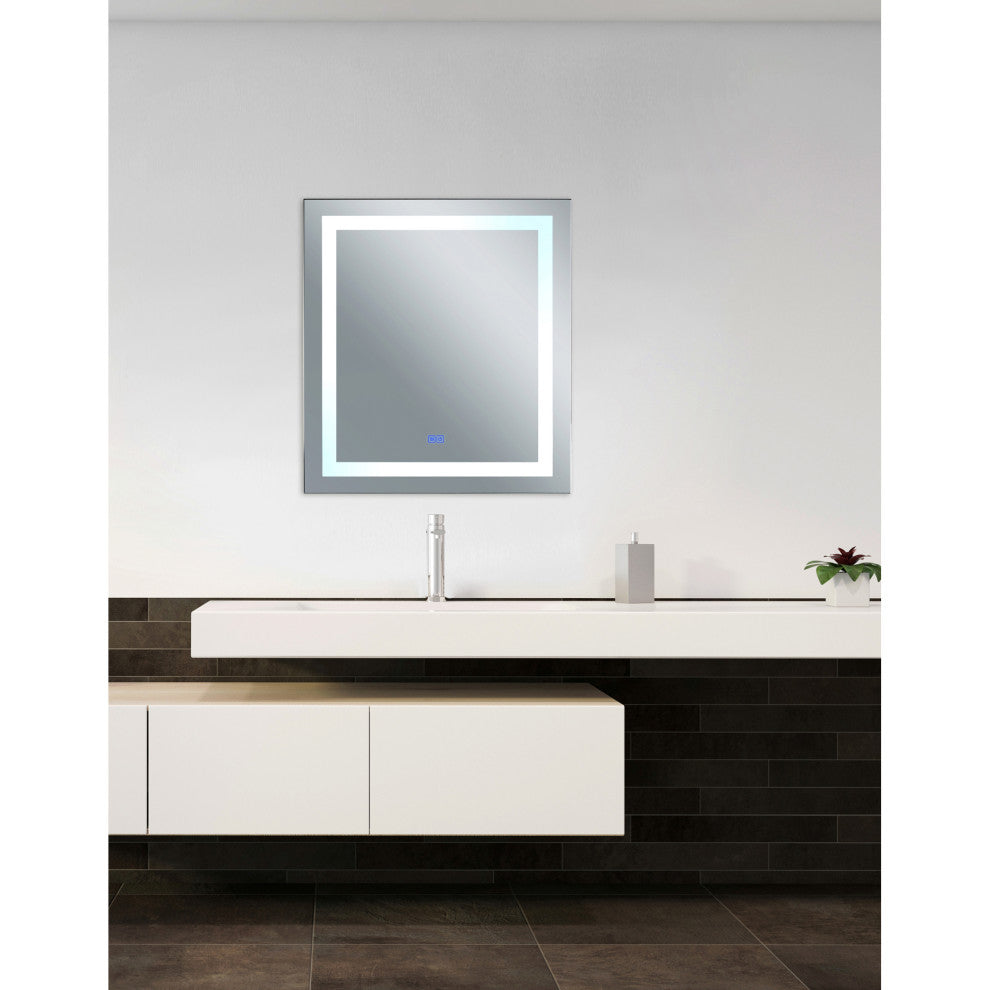 Abril Rectangle Matte White LED 40 in. Mirror From our Abril Collection
