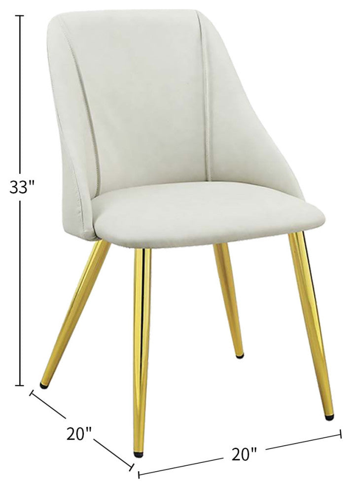 Dn01259 Side Chair, Set of 2, White Pu, Gaines