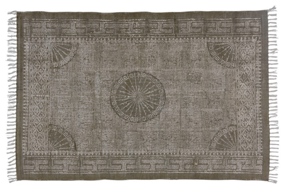 4" x 6" Putty Distressed Medallion Area Rug