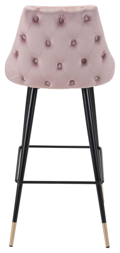 Bar Stool Chair Barstool, Steel Metal, Fabric, Pink, Black, Gold, Cafe Bistro