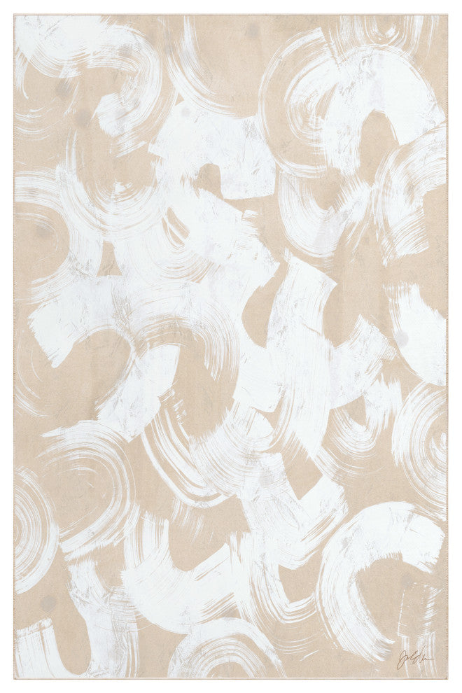 Swish Stone I Abstract Art Area Rug, 5'x7.5'