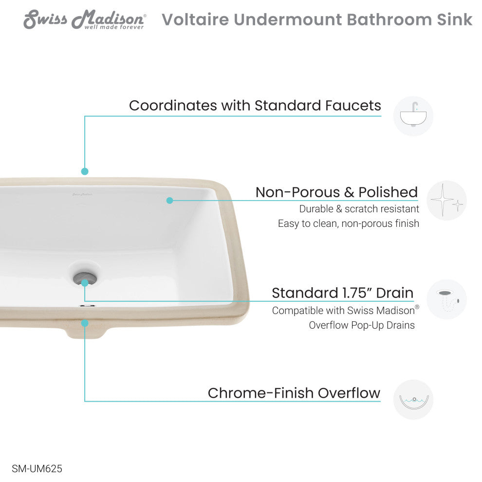 Voltaire 21" Rectangular Under-Mount Bathroom Sink