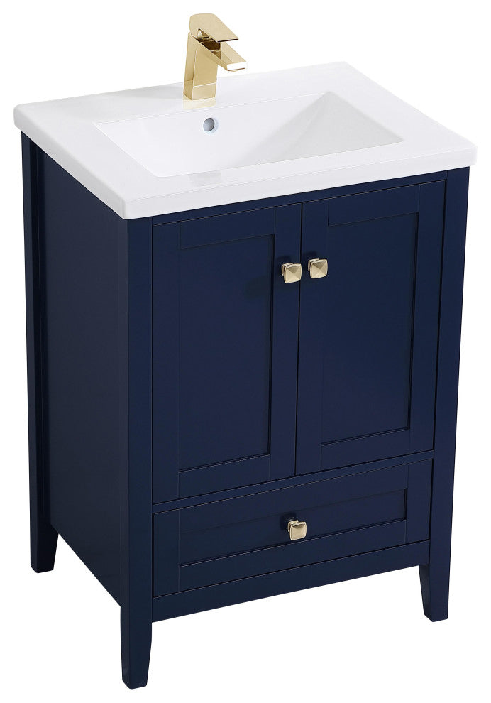 24" Single Bathroom Vanity Set, White, Blue, 24
