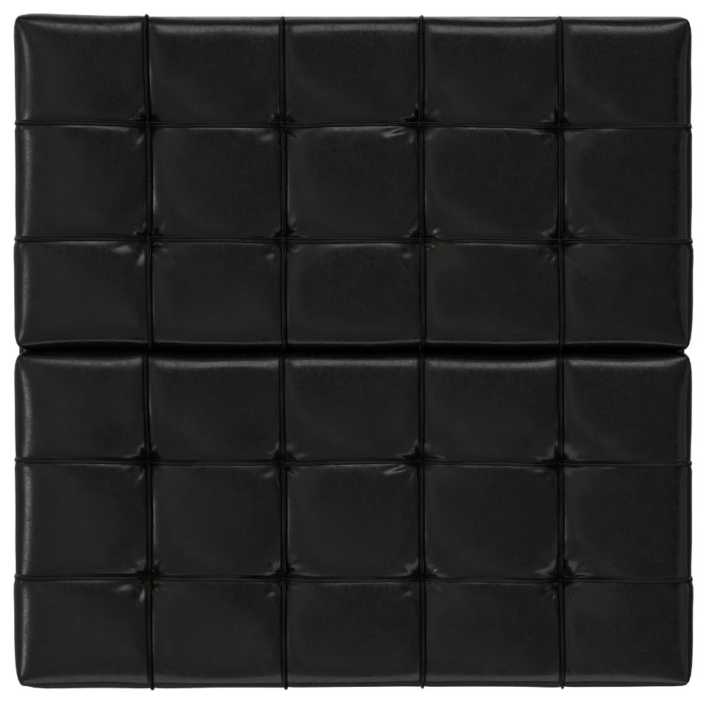 Harrison Large Square Coffee Table Storage Ottoman, Midnight Black