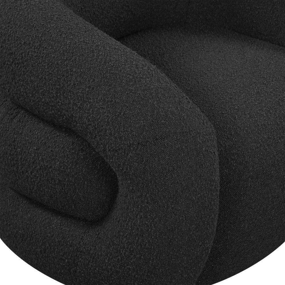 Roxbury Boucle Fabric Upholstered Swivel Accent Chair, Black