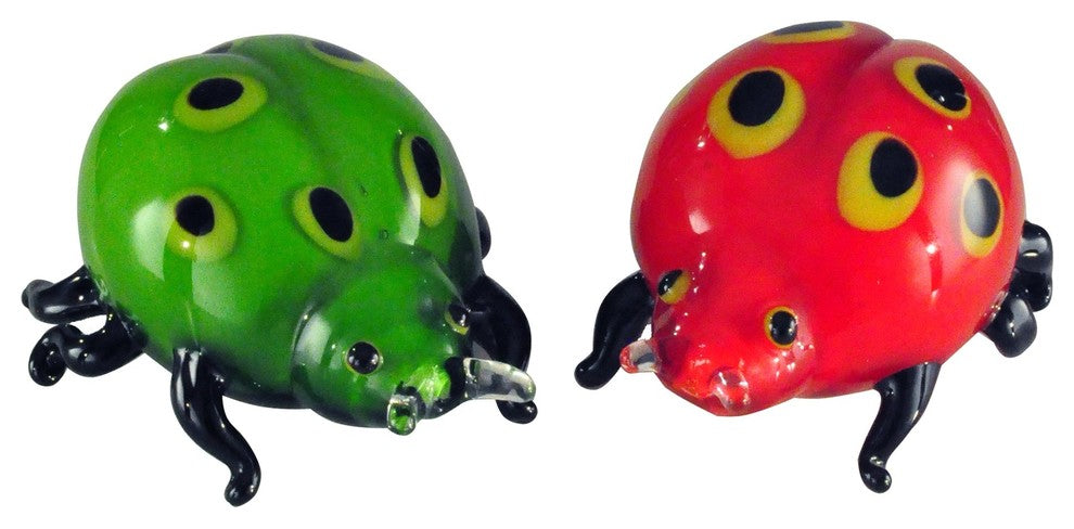 2-Piece Lady Bug Art Glass Sculptures