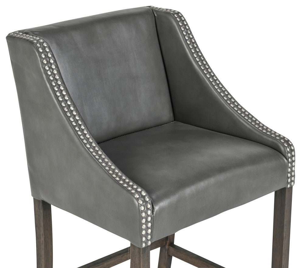 Castaic Stool by Kosas Home, Charcoal Gray, Counter Height