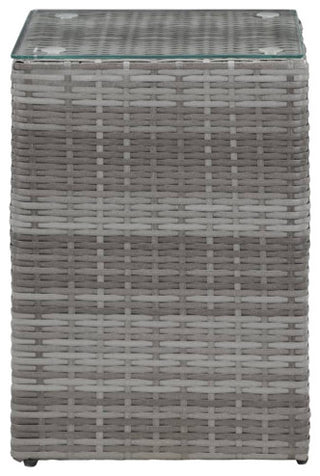 vidaXL Side Table 3 Pcs End Table Indoor Outdoor Coffee Table Gray Poly Rattan