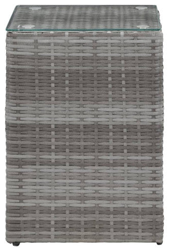 vidaXL Side Table 3 Pcs End Table Indoor Outdoor Coffee Table Gray Poly Rattan