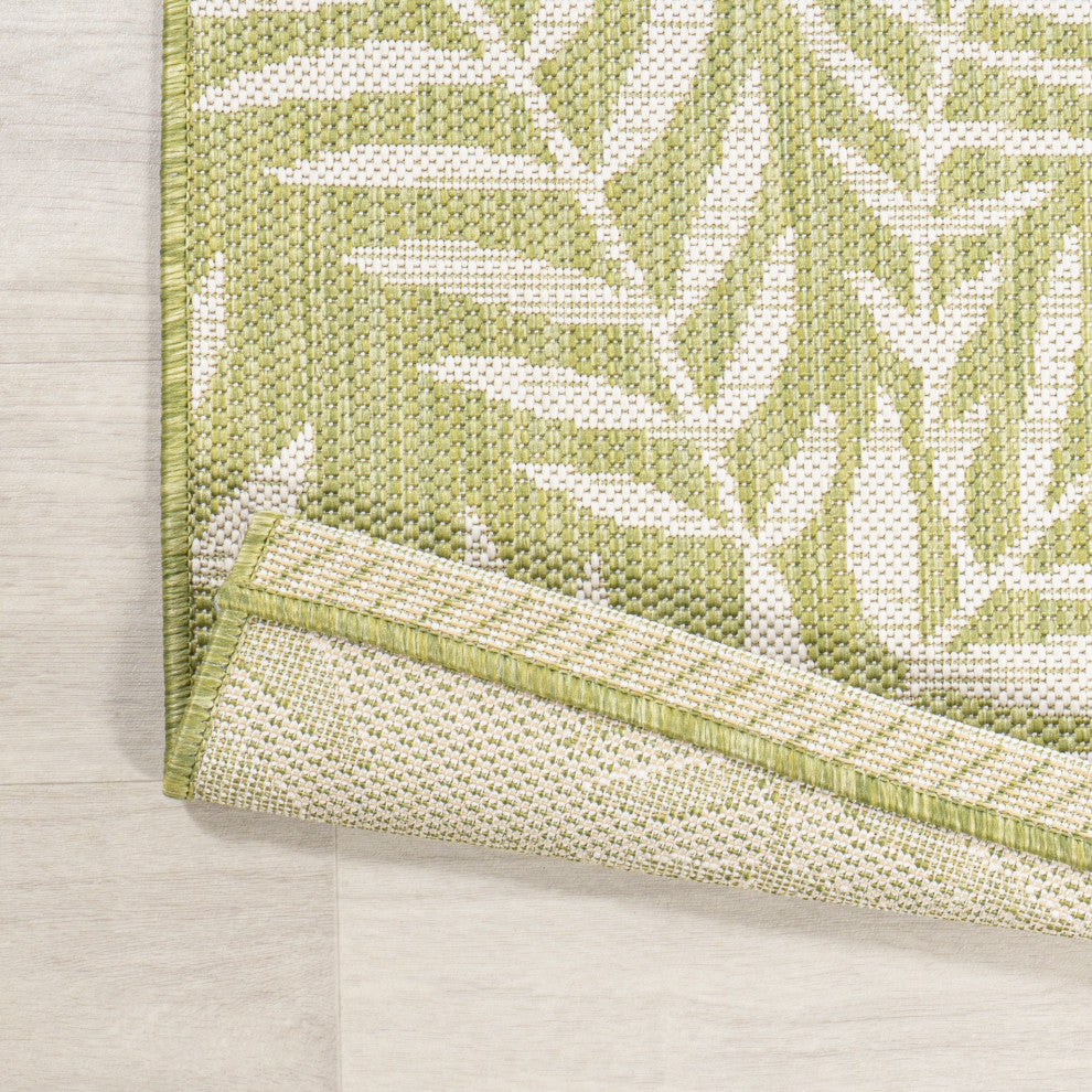 Nevis Palm Frond Indoor/Outdoor, Green/Cream, 4x6