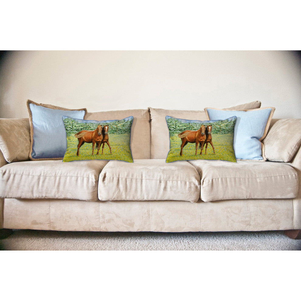 Two Horses Large Indoor/Outdoor Pillow 16x20