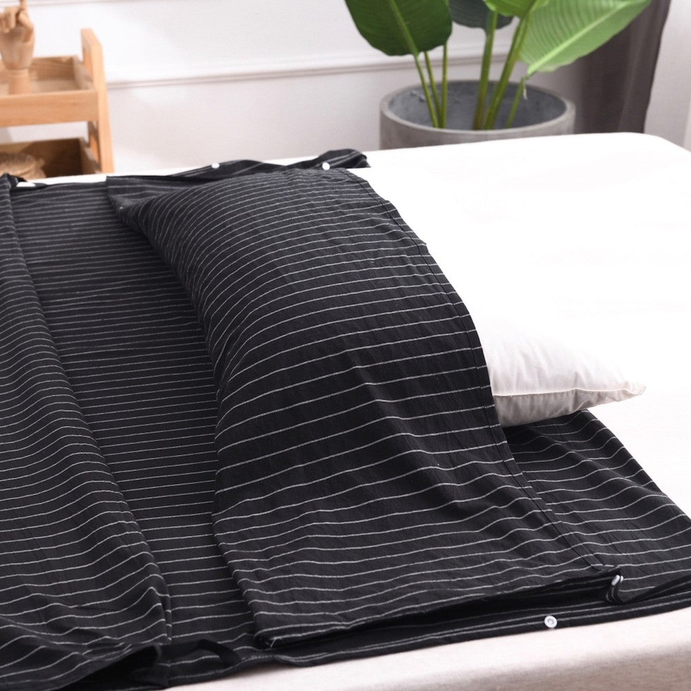 Travelux Hotel Camping Airbed Travel Sheet Set, Carrying Bag, Black Stripe, Full