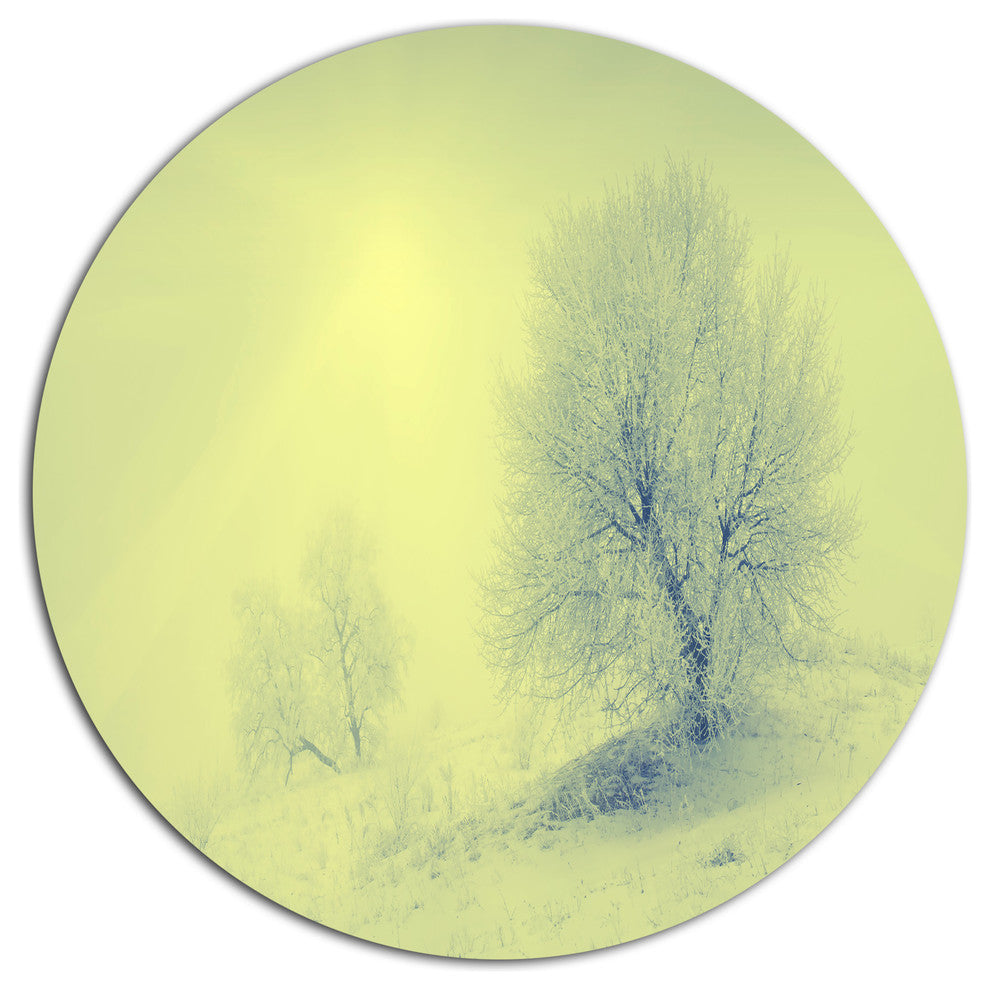 Beautiful Winter Snow Valley, Landscape Wall Round Wall Art, 11"