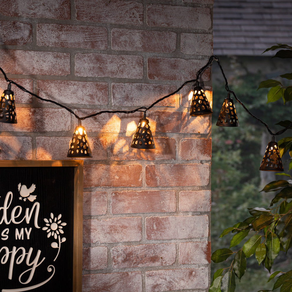 6' Electric Black Metal Cone Patio Lights