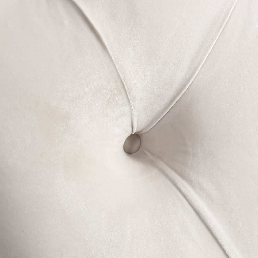 Kira Velvet Upholstered Bed, Cream, Queen