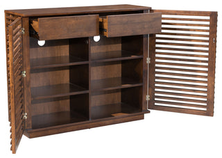 Alternate white full: white background, interior view with doors open to show storage compartments.