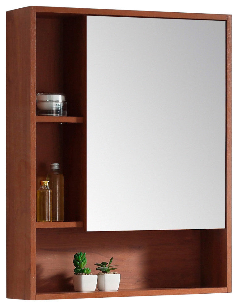 Fine Fixtures, Surface Mount Bathroom Medicine Cabinet, Walnut, 24", Right Door