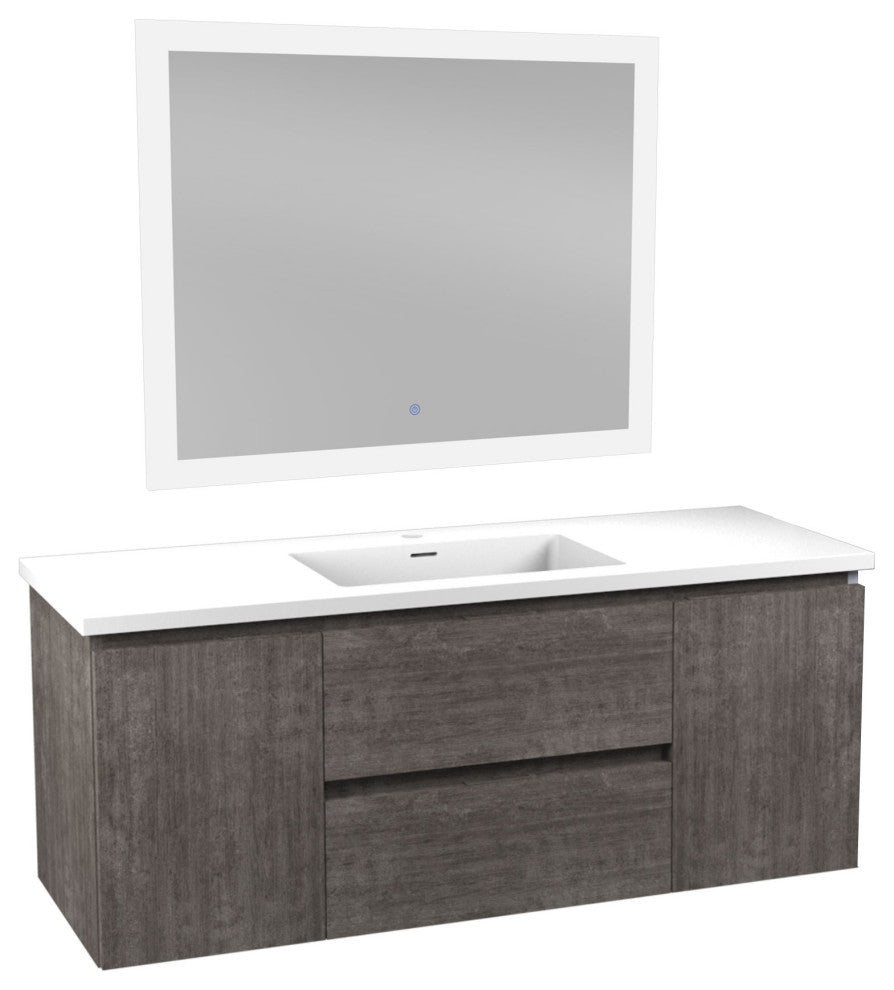 Conques 48" Wall Mount Bathroom Vanity Set, Rich Gray