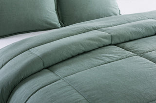 Washed Cotton Comforter Mini Set, Green, Twin