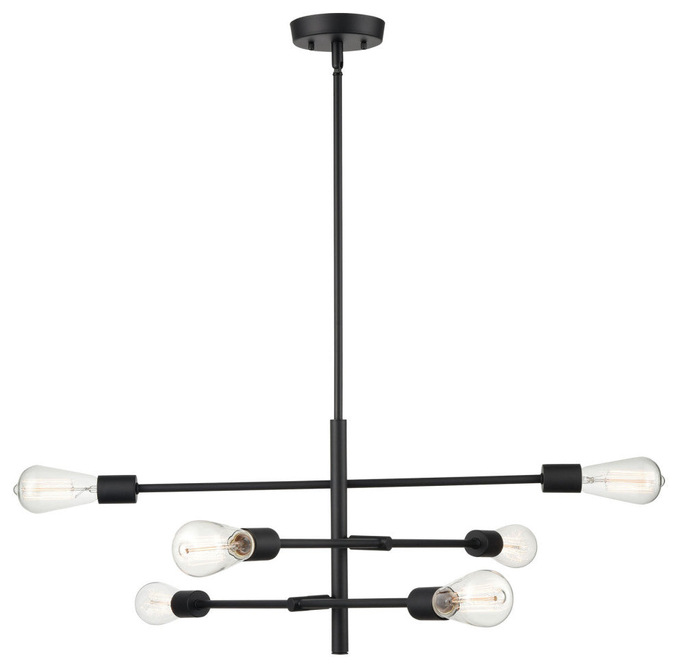 6 Light 25.5 in. Matte Black Pendant