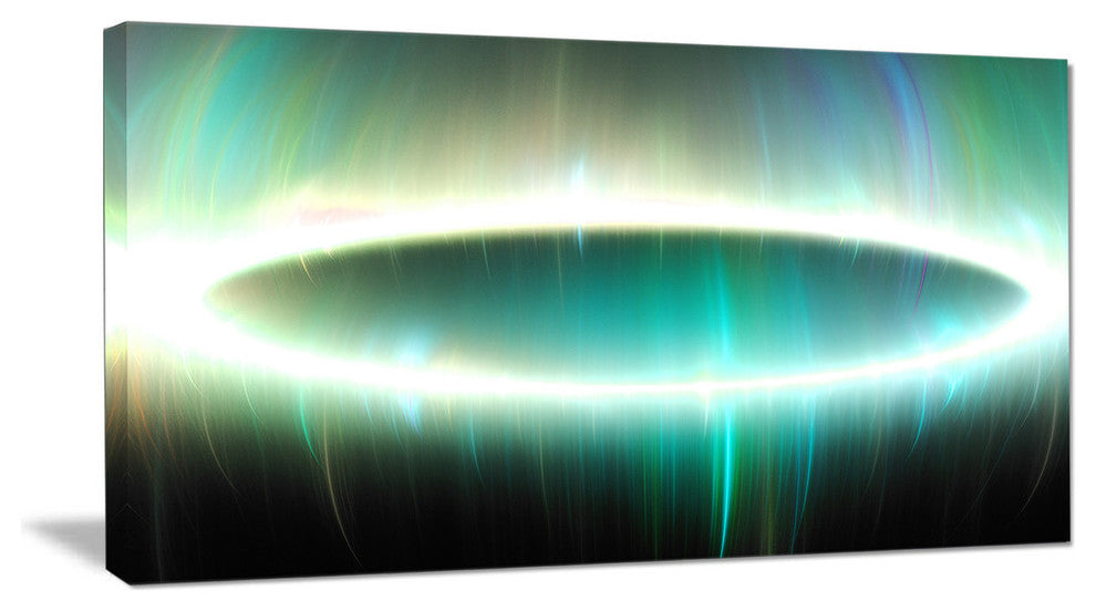 Large Green Oval Fractal Light, Oversized Abstract Canvas Art Print, 60x28