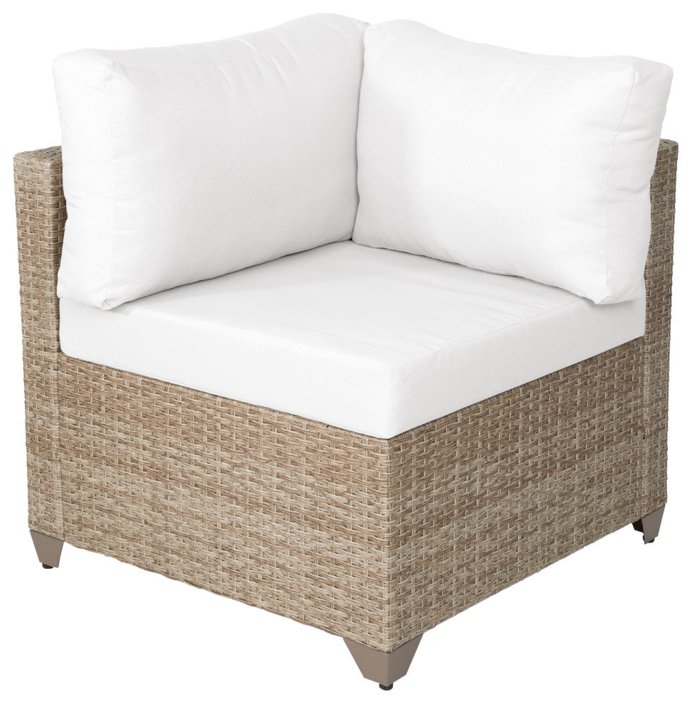 Maui 7-Piece Outdoor Conversation Set, Two Ottomans, Coffee Table, Linen White