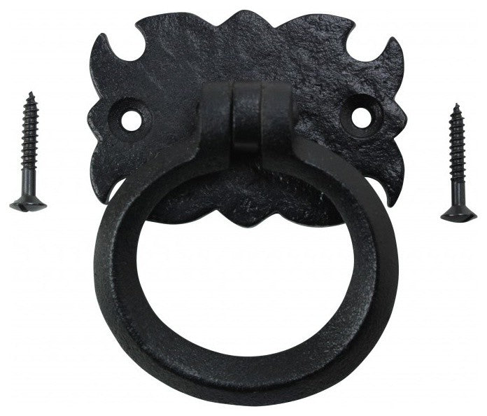 Black Cabinet Ring Pull Wrought Iron Cabinet Drawer Door Pull Handle Pack of 6