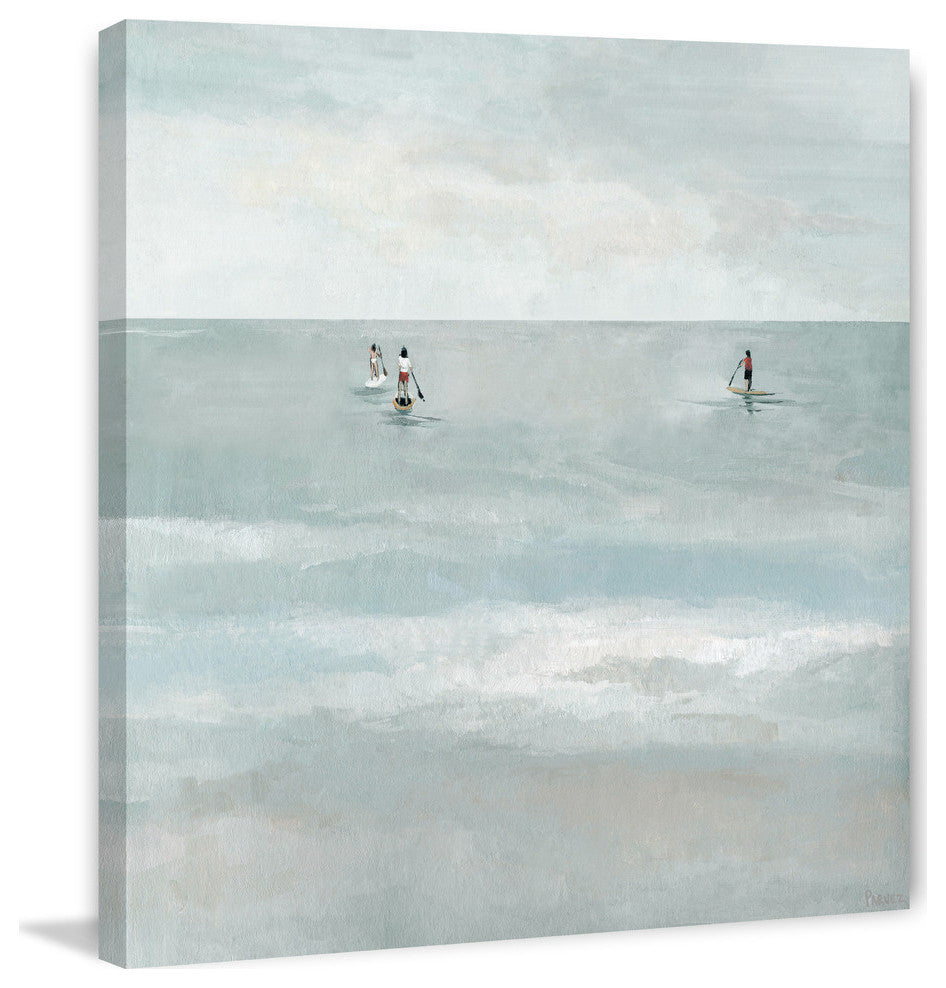 "Paddle Boarding" Painting Print on Wrapped Canvas, 12"x12"