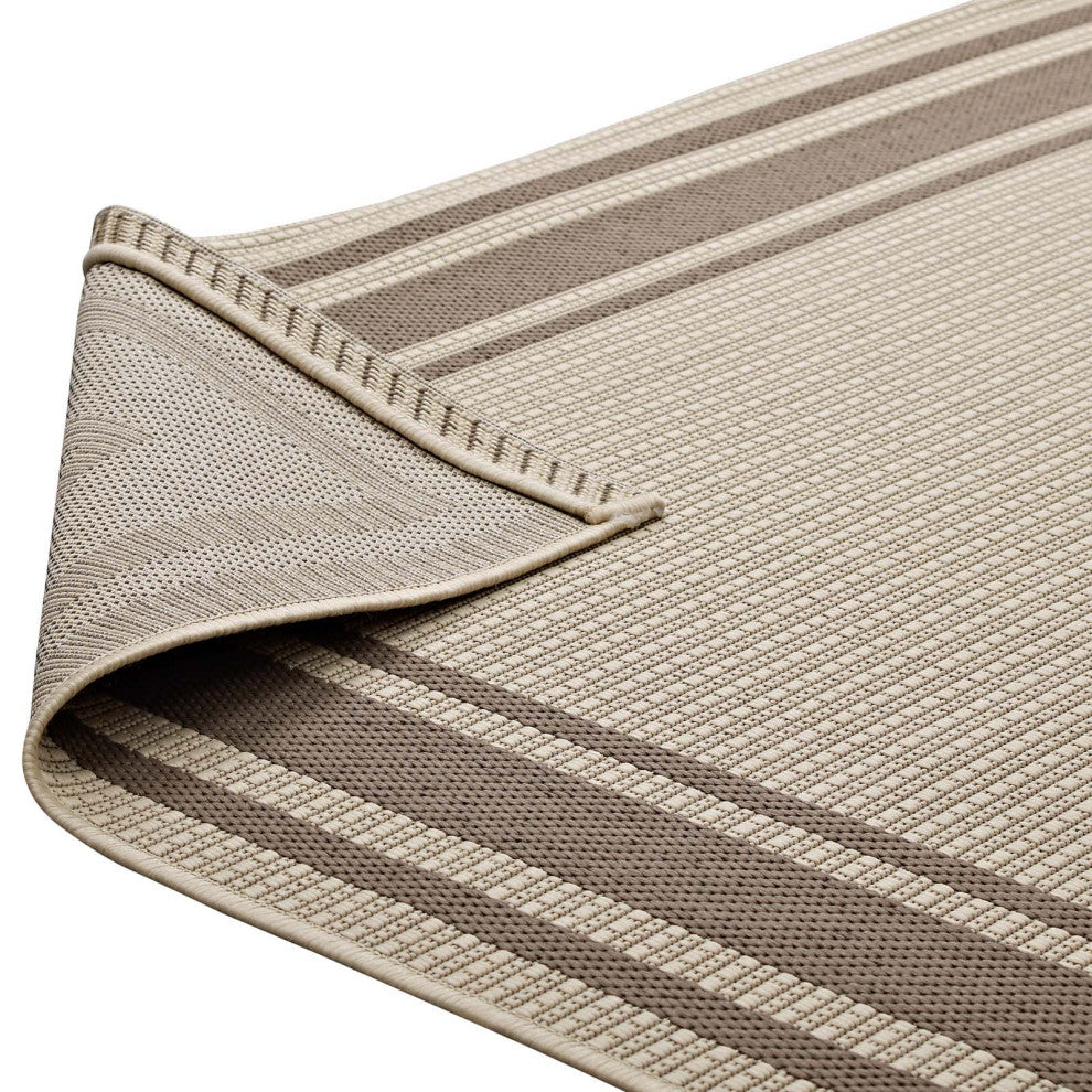 Rim Solid Border 4x6 Indoor and Outdoor Area Rug-Light and Dark Beige
