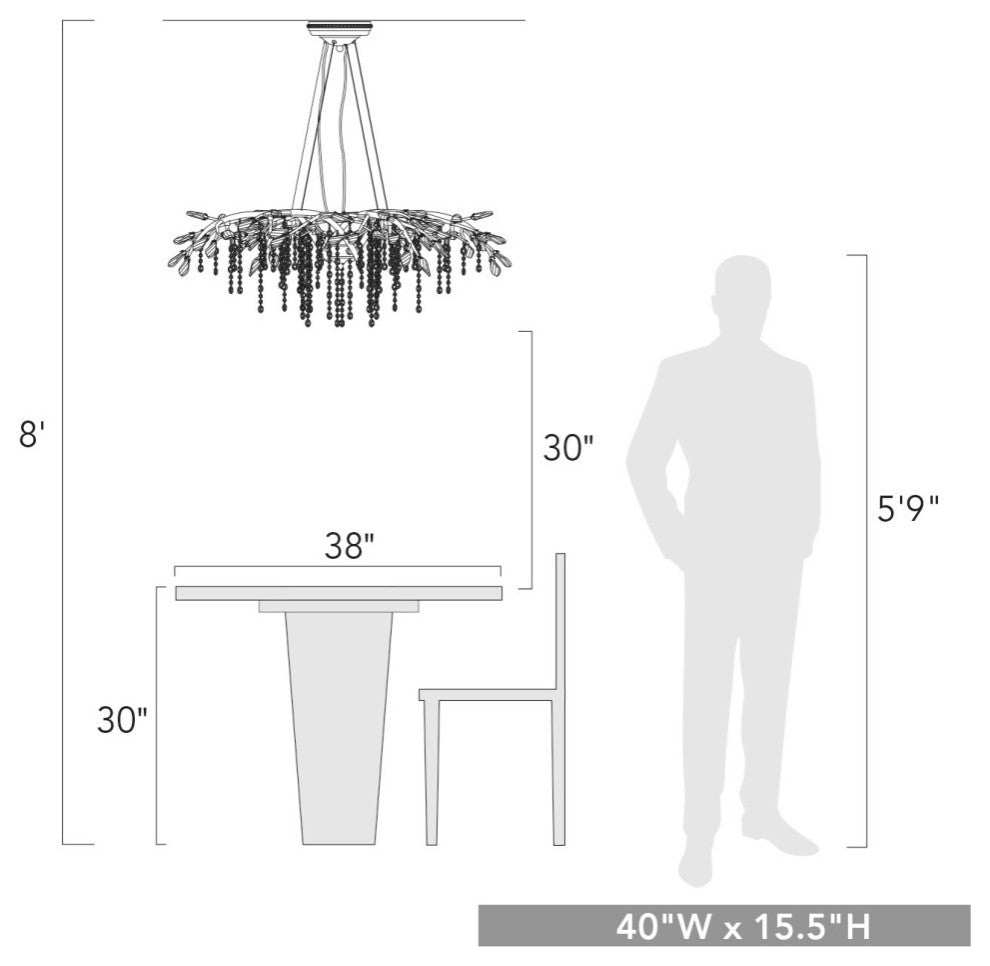 Autumn Twilight 12-Light Chandelier, Mystic Gold, Black Iron
