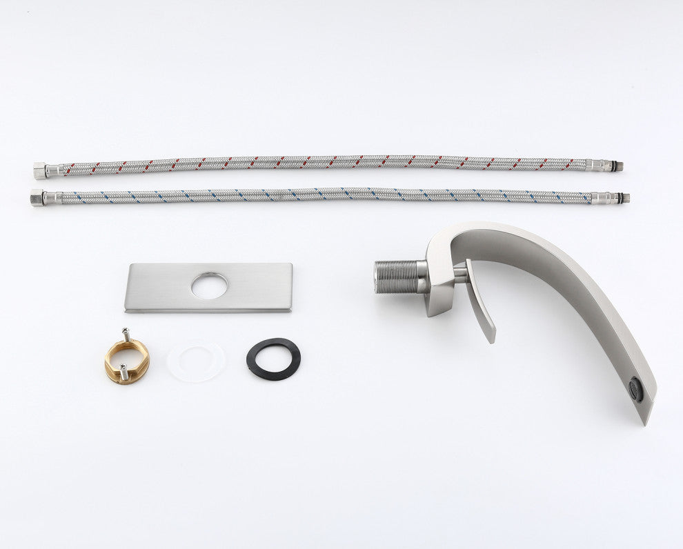 Single Hole Bathroom Sink Faucet With 6-inch Deck Plate, Brushed Nickel