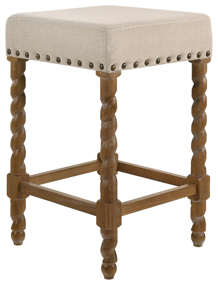 Thomasville Rta Stool 24", Natural Oak and Linen