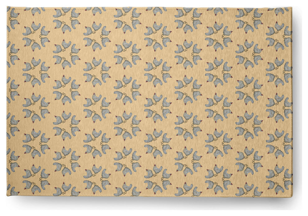 Chickens-go-round Easter Chenille Rug, Corn Yellow, 4'x6'