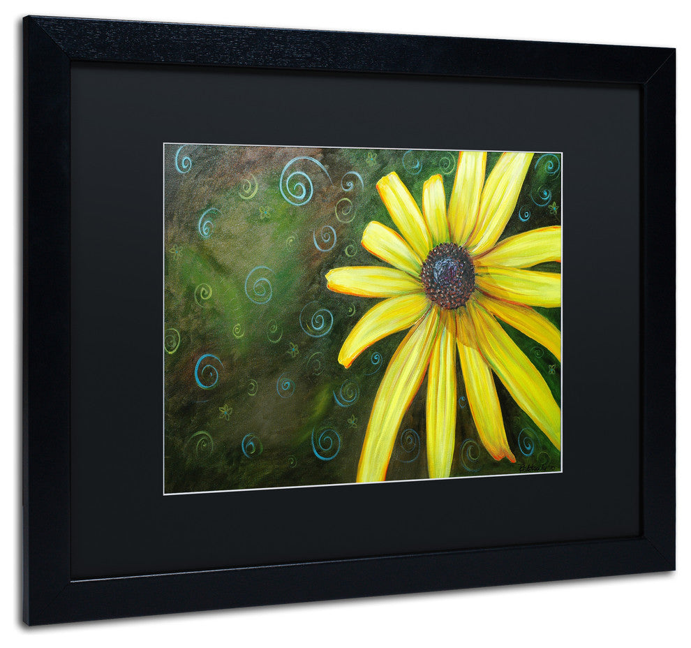 'Black Eyed Susan' Art, 16x20, Black Frame, Black Mat