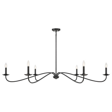 6-Light Chandelier, Matte Black, Matte Black