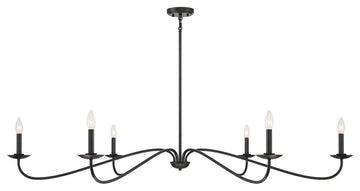 6-Light Chandelier, Matte Black, Matte Black