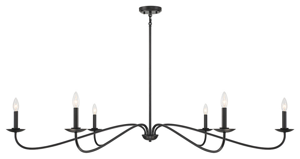 6-Light Chandelier, Matte Black, Matte Black