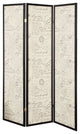 Benzara BM159223 3 Panel Folding Floor Screen with Postal Script Panels, Brown